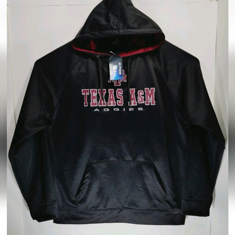 NWT Colosseum Texas A&M Aggies Mens XL Hoodie Pullover Kangaroo Pockets Black